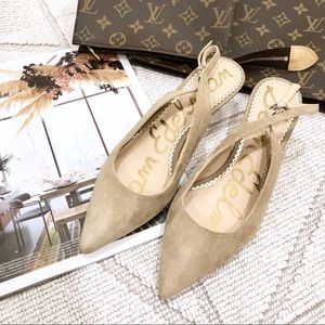 Sam Edelman Ludlow Kitten Heel Oatmeal Suede 5.5
